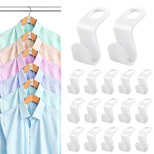100 PCS Space Saving Hanger Hooks and Clips for Plastic Hangers (White)
