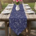 thumbnail image 6 of Navy Blue Classic Table Runner Linen Burlap Table Runner 72 Inches Long Boho Vintage Western Rustic Dresser Scarves for Kitchen Island Coffee Dining Room Party Wedding Holiday Decoration 18"x72", 6 of 8