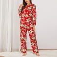 thumbnail image 2 of Gukieu Lilies Flowers Print Women's Long Sleeve Pajama Set, Button Top Elastic Pocket Pajama Pants Two Piece Set Home Wear-Large, 2 of 7