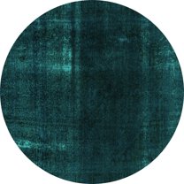 Ahgly Company Indoor Round Persian Turquoise Blue Bohemian Area Rugs, 4' Round