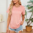 thumbnail image 3 of TKLPEHG Womens Dressy Tops Fashion Summer Short Sleeve T Shirts Lightweight Solid Color Loose Casual Round Neck Tshirts Going Out Tops Blouses(Pink,M), 3 of 7