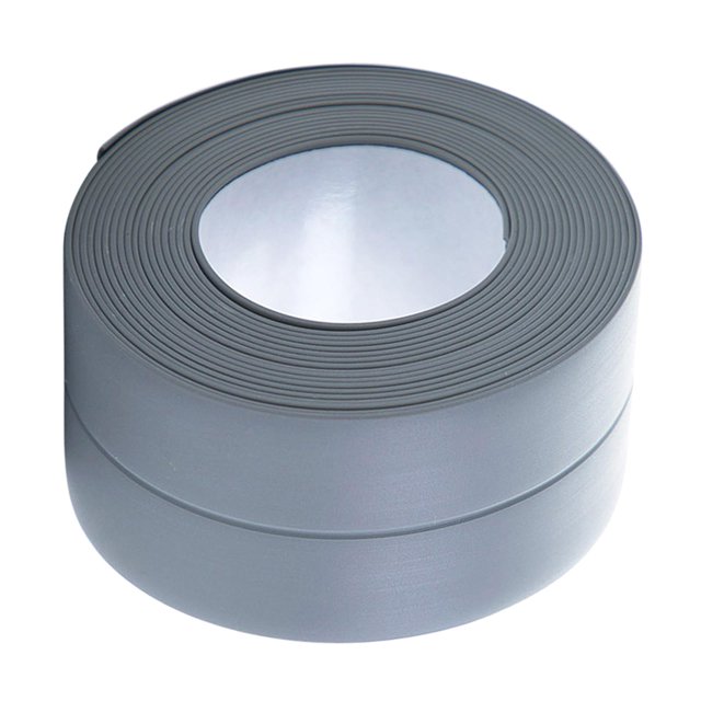 Cinta selladora para bañera, tira selladora de 3,8 cm de ancho, cinta de silicona para inodoro gris