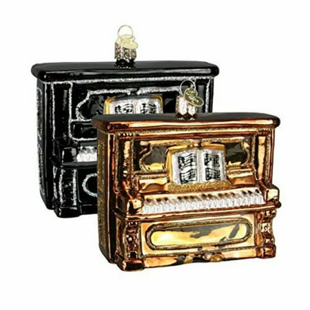Old World Christmas (#38017) Glass Blown Ornament Upright Piano (Set of 2)(incomplete 1 piece only )