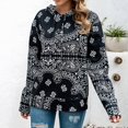 thumbnail image 2 of Sudadera con capucha Manga larga Estampado Cordón Con capucha Casual Tops de lana de moda para mujer Negro XL, 2 of 6