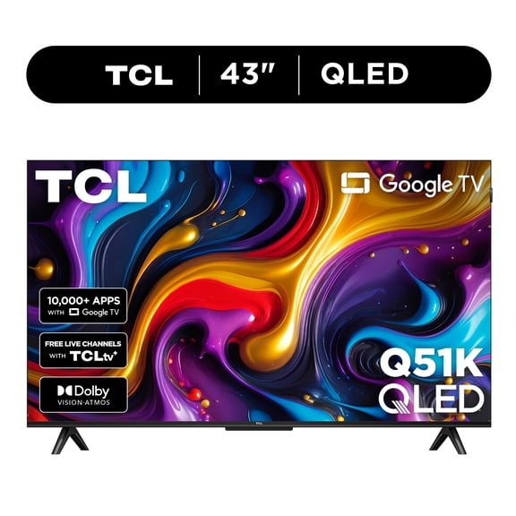 TCL 43" Q Series QLED 4K UHD HDR Smart Google TV (NEW 2025) - Dolby Vision, Dolby Atmos, Motion Rate 240, HDR 10 , Auto Game Mode - 43Q51K