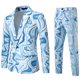 thumbnail image 5 of RKSTN 2PC Men's Tuxedo Suits Turndown Collar Single Breasted Button Printed Dress Suit Set Mens Oversized Lapel Slim Fits Print Blazer Jacket and Pant 2 Piece Set Wedding Performance Prom Dress Set, 5 of 8
