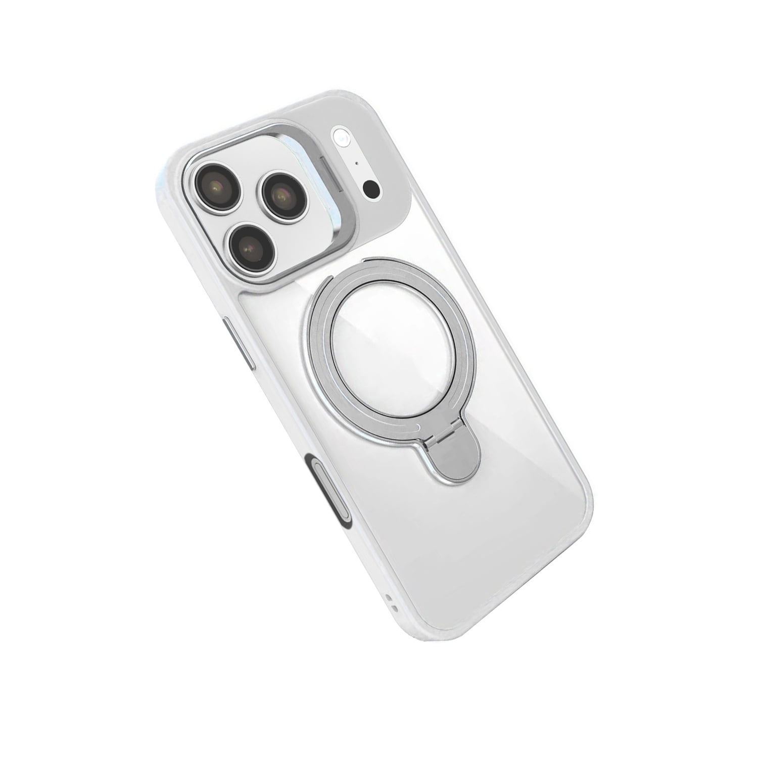 Transparent Magnetic Case with Camera Lens Protection for iPhone 17 Pro Max - Grey