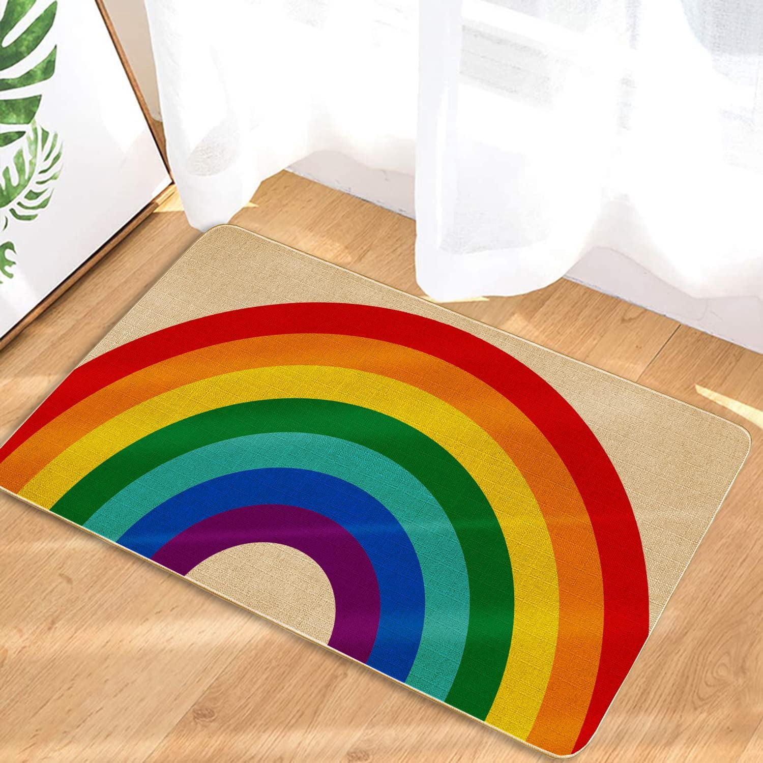 leevon Rainbow Doormat Outdoor Indoor,Cute Pride Door Mat Color Front Door Decor Mat Rug,Welcome Entrance Floor Mats,17 x 30 in 17x30 inches