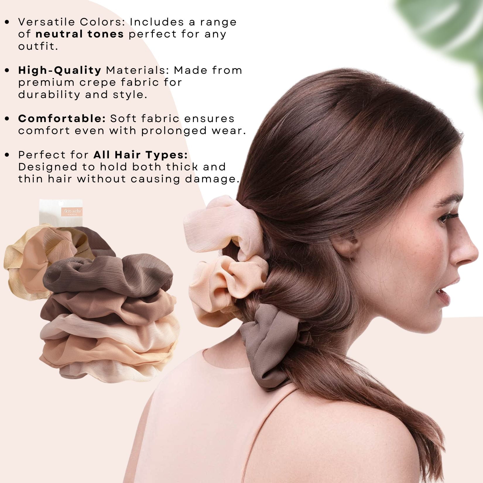 Kitsch Hair Band Ties Scrunchie - Crepe Scrunchies for Women 