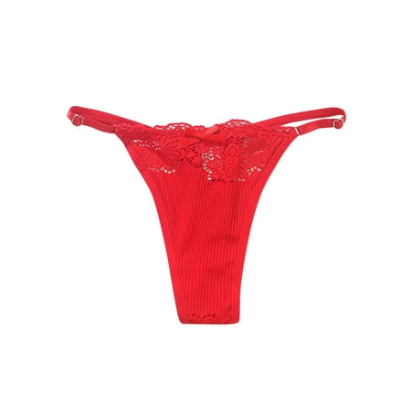 

BIZIZA Women ThongsLace Underwear Low Rise T Back Sexy Seamless Women s Panty Red One Size