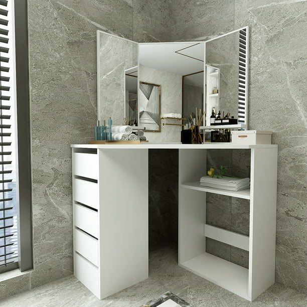 Umfun Modern Vanity Set With Mirror, Bedroom Vanity With Storage