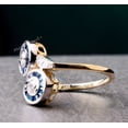 thumbnail image 4 of Toi Et Moi Diamond Ring, Bypass Diamond Engagement Ring, Bezel Set Ring, Baguette Halo Ring, 14K Yellow Gold Plated, 1.8 Ct Simulated Diamond, Two Tone Metal Ring, Promise Ring For Women, 4 of 5