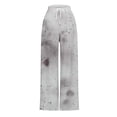 thumbnail image 4 of CQONEPT Women's Printed Pants Elastic Waist Wide Leg Pants Drawstring Comfortable Loose Lounge Fashion Pants Gray XL, 4 of 4