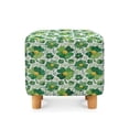 thumbnail image 2 of SCRAWLGOD St. Patrick's Day Shamrock Coin Print Green White Footstool Slipcover, Folding Footrest Stool Cover Washable Square Slipcover with Elastic Band for Living Room, 2 of 7