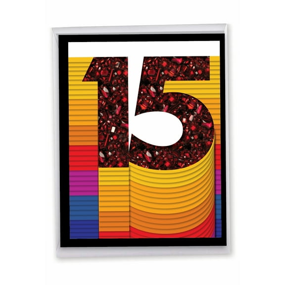 1 Big 15th Anniversary Card with Envelope (8.5 x 11 Inch) - Bold Milestones 15 J6110TMAG