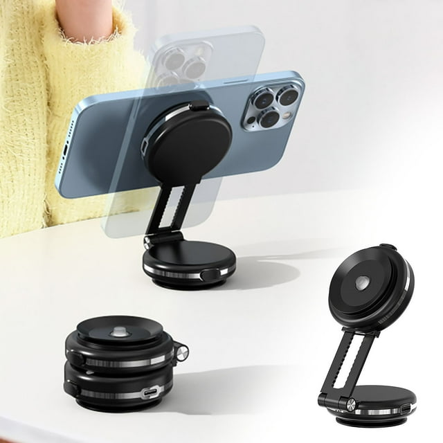 Fiudx Soporte Magnético para Teléfono de Coche, Rotación Ajustable de 360°, Agarre Seguro, Base Antideslizante, Diseño Plegable y Portátil, Compatibilidad Universal, Ideal para Viajes y Trabajo, Tama