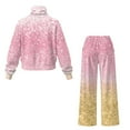 thumbnail image 6 of Uorisanigo Shinny Pink 2 Piece Mock Neck Sweatshirt Wide Leg Sweatpants Lounge Hoodie Sweatsuit Sets Oversized Sweat Shirt Casual Pant Set Tracksuit Loungewear Travel, 6 of 8