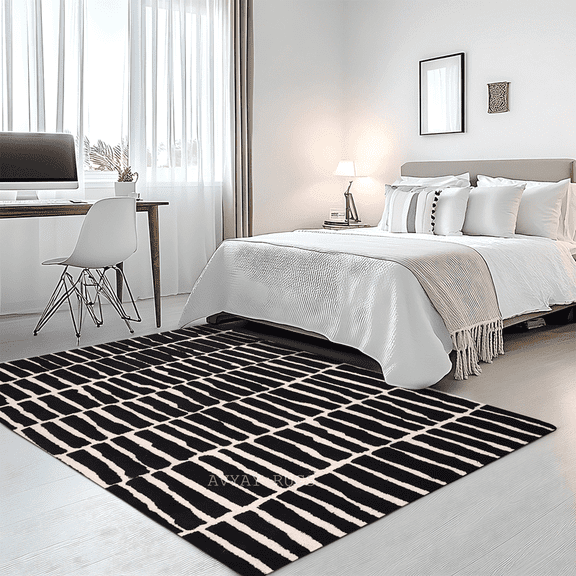 Avyay Rugs Modern Geometric Hand-Tufted Wool Area Rug – 3' x 5' Accent Rug – Premium Handmade Wool Rug for Entryway, Small Living Space, Bedroom, or Office – Soft, Durable, Contemporary Decor Rug