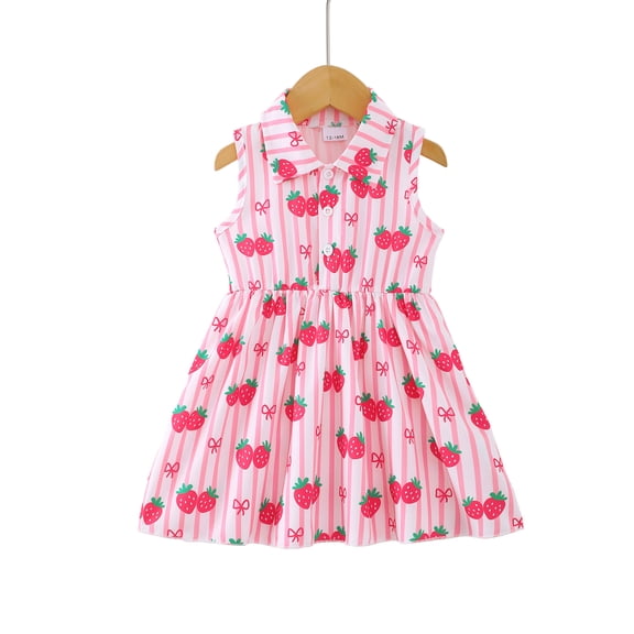 Baby Girls Clothes Infant Girls Strawberry Dress 6 Months Girls Summer Dress 12 Months Girls Sundress Sleeveless Dress Pink