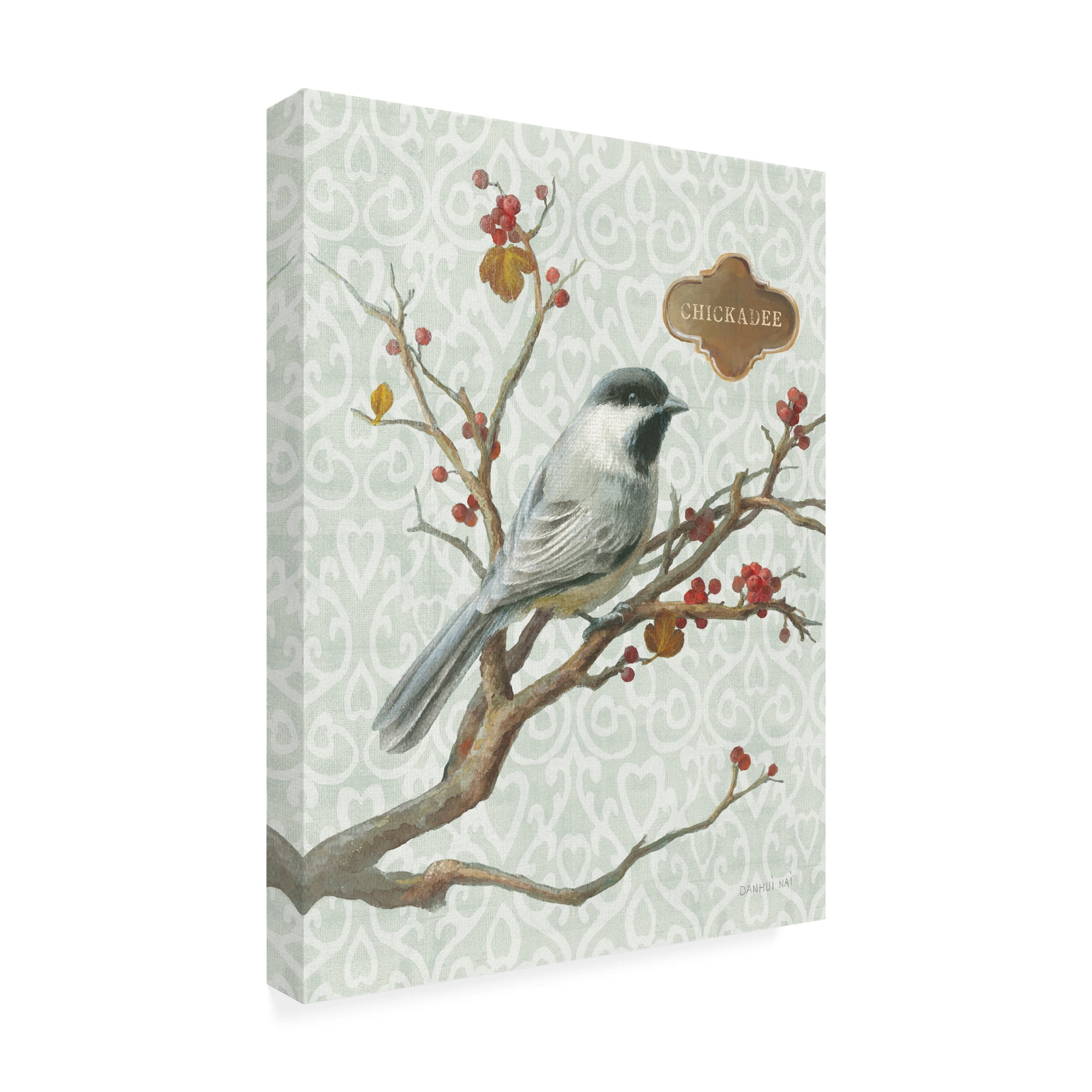 Trademark Fine Art 'Winter Bird Chickadee' Canvas Art by Danhui Nai