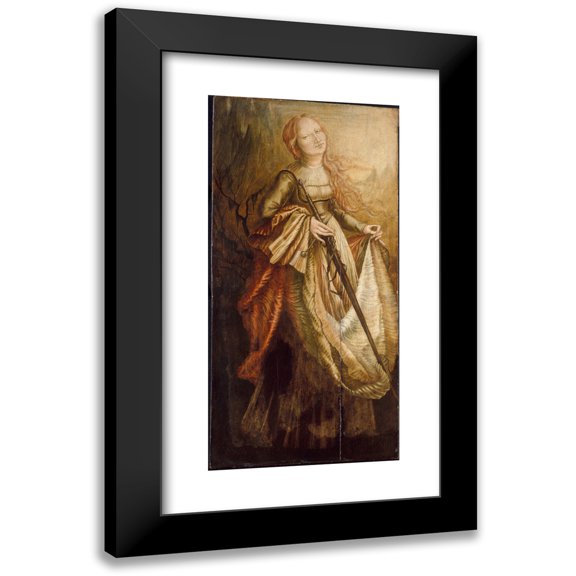 Matthias Grünewald 9x14 Black Modern Framed Museum Art Print Titled - St. Catherine (Early 1970s)