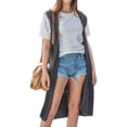 thumbnail image 3 of Nlife Women Solid Color Open Front Vest Lightweight Cardigan Tops Coat, 3 of 10