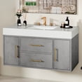 thumbnail image 2 of Craftian 40 inch Wall Mounted Bathroom Vanity 2 Doors & 2 Drawers, Floating Bathroom Cabinet, Gray, 2 of 10