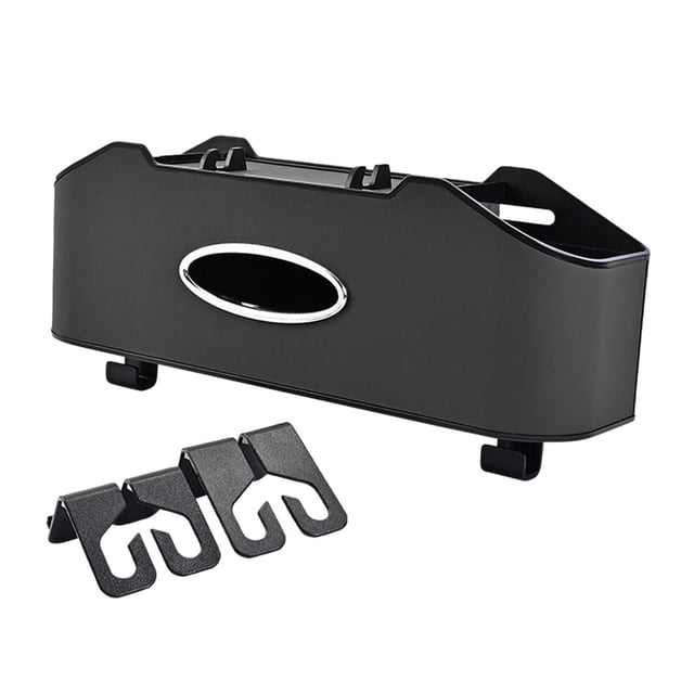 Caja de almacenamiento para respaldo de asiento, portavasos, accesorios para coche, caja de pañuelos para guardar y ordenar, decoración Interior, Negro