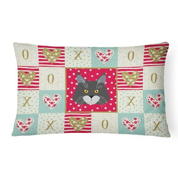 Carolines Treasures CK5129PW1216 Maine Coon Cat Love Canvas Fabric Decorative Pillow, Red, 12H x16W, multicolor