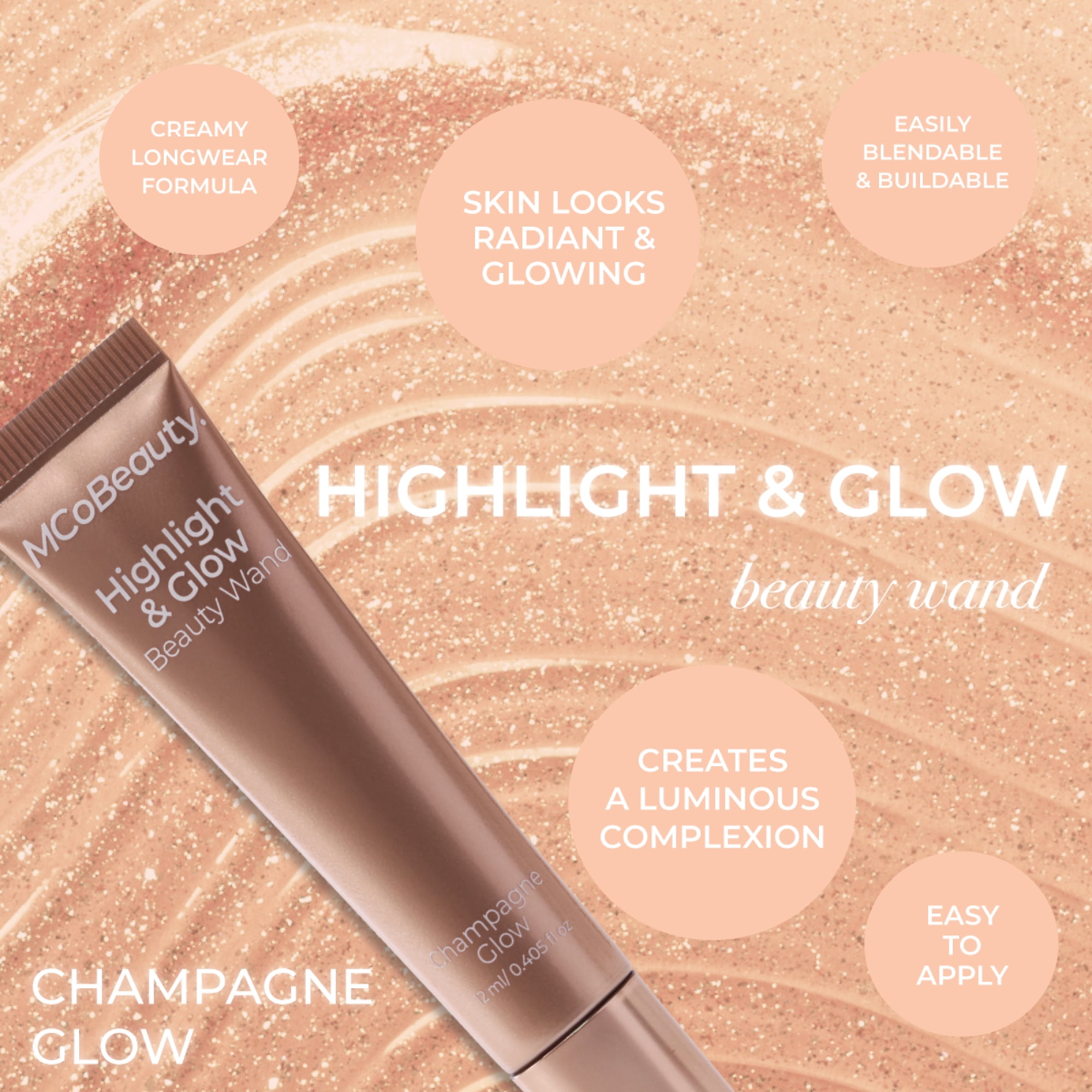 MCoBeauty - Highlight & Glow Beauty Wand - Champagne Glow / Champagne