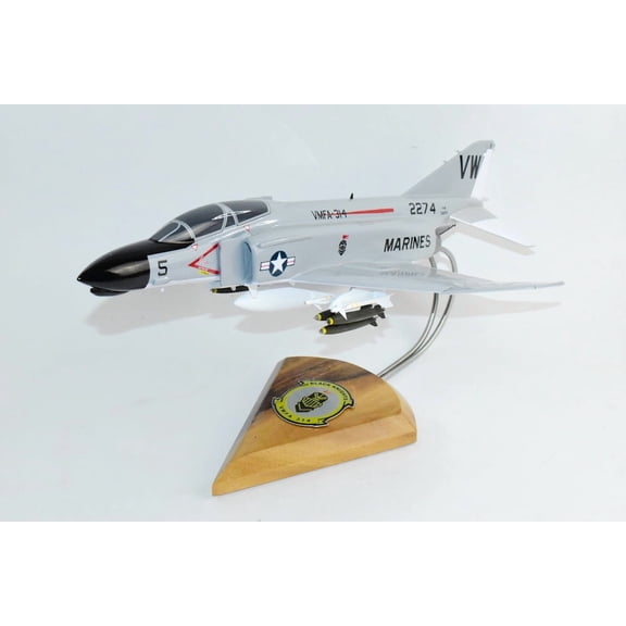 VMFA-314 Black Knights F-4B Model, 1/42 (18") Scale, Mahogany, Marines, Fighter
