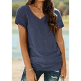 thumbnail image 4 of Camiseta Informal de Cuello en V para Mujer, Azul Marino, Talla XL, 4 of 9