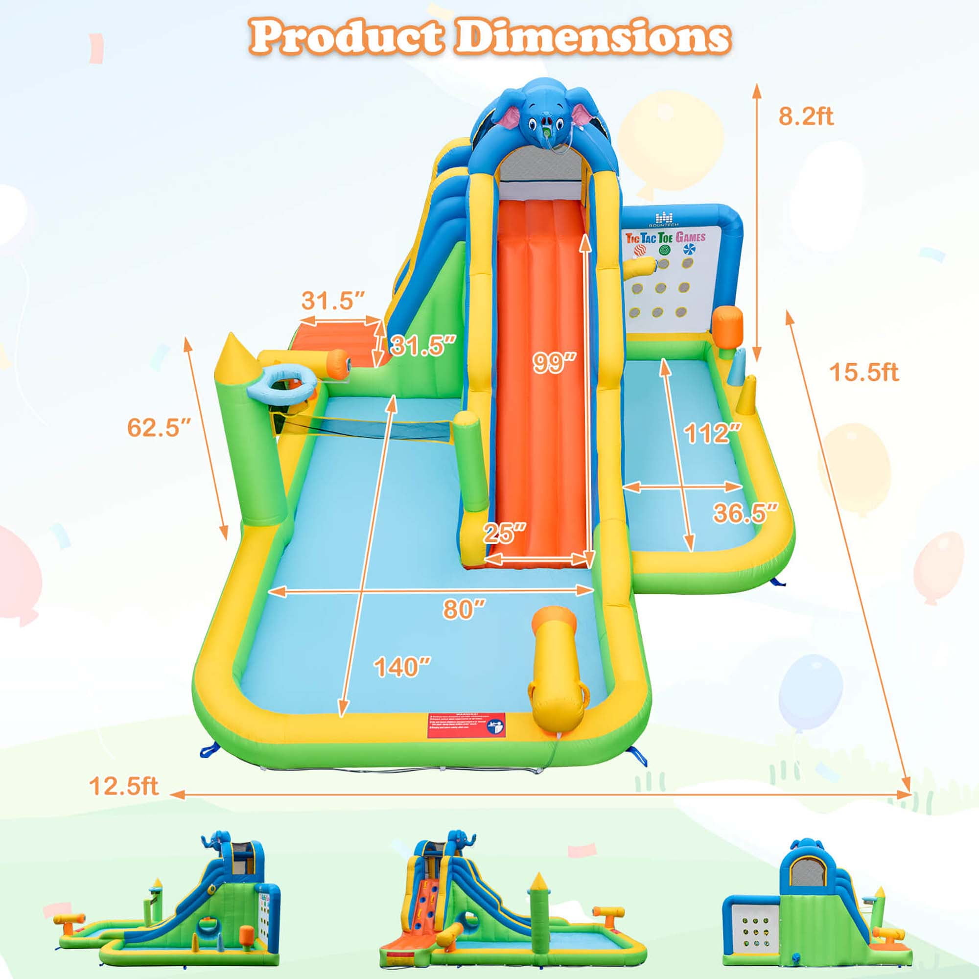 Costway Inflatable Water Slide Giant Splash Pool for Kids Backyard Fun without Blower