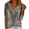 thumbnail image 5 of Dwralegc Women's Sparkly Velvet Tops Trendy Long Sleeve Cowl Neck Shirt Holiday Party Dressy Slim Fit Pullover Shirts Loose Sparkly Clothes Wine M, 5 of 8