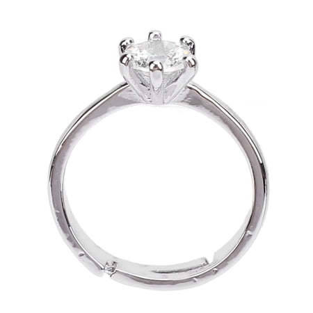 Riousery 1 Carat Cubic Zirconia Engagement Ring Elegant Six Prong Copper Platinum Plated Wedding Band Shiny Fashion Bridal Ring for Women (25.4 mm / 1 inch)