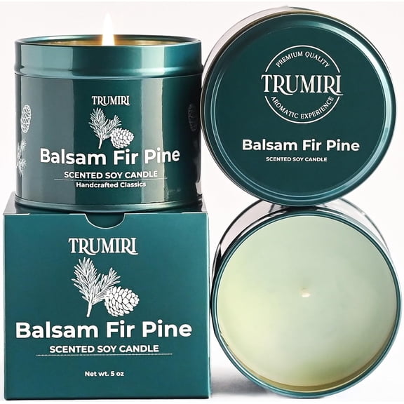 Balsam Fir Pine - Soy Candles for Home Scented - Natural Clean for Home Meditation Gift Travel -Long Lasting -Highly Scented - Velas Arom�ticas para el Hogar - 5 oz Tin Christmas Gift for Men & Women