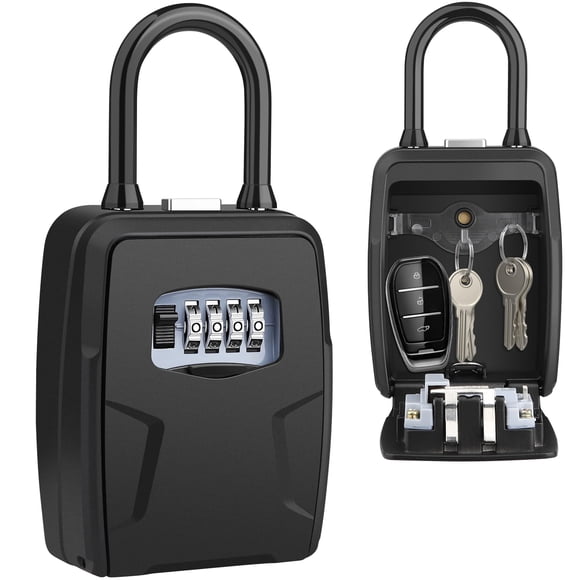 Large Key Lock Box, [Hanging & Wall Mounted] Diyife Large Capacity Lock Box for Car Keys Outdoor, Waterproof Resettable 4 Digit Combination Car Key B