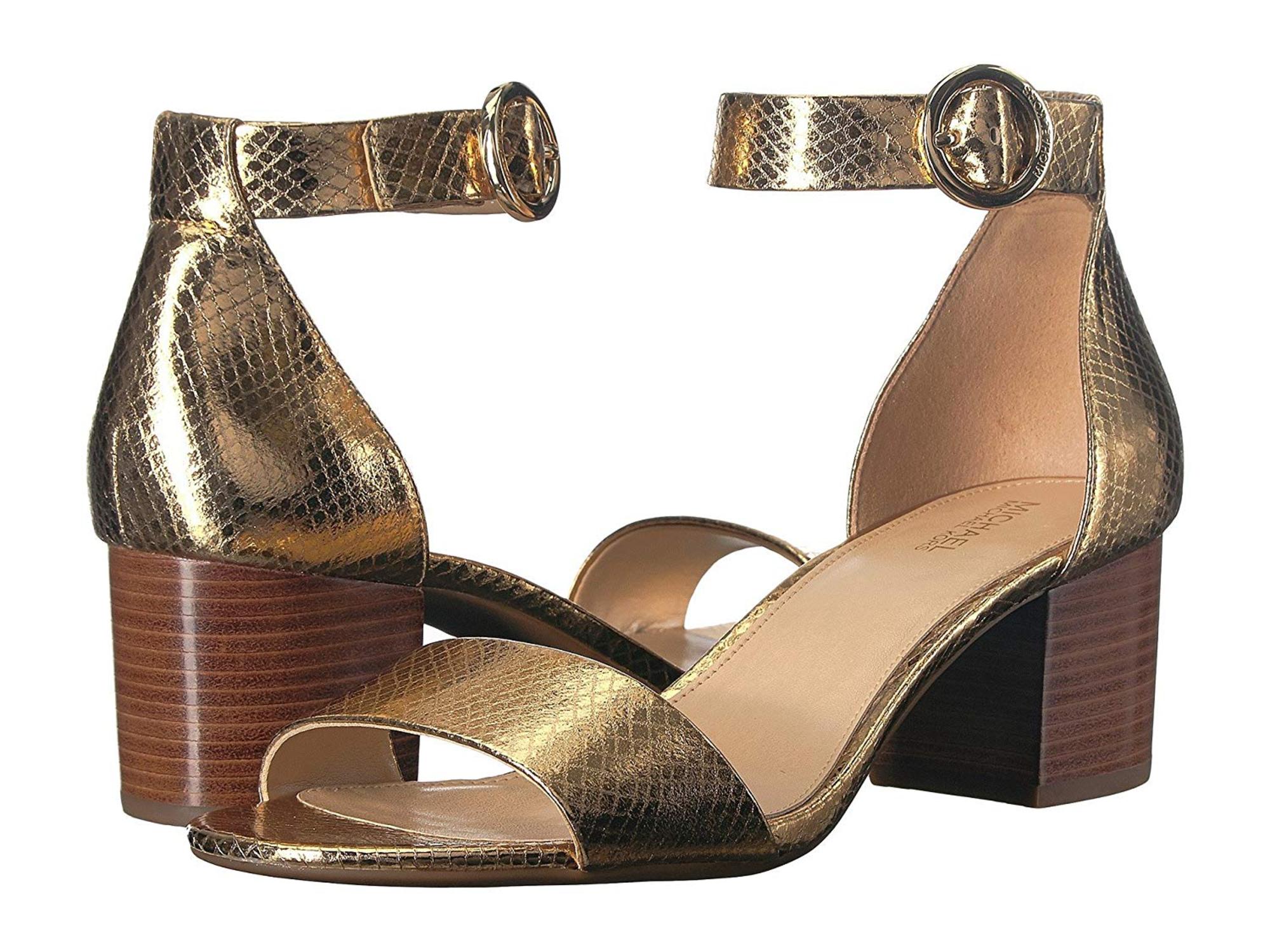 michael michael kors lena flex mid leather ankle strap sandals
