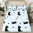 thumbnail image 2 of Feelyou Funny Black Cat Queen Sheet Sets for Teens, Kawaii Kitten Animal Flat Sheet, Cartoon Cute Ghost Queen Fitted Sheet, Super Cozy Room Decor, 4pcs, 2 of 7