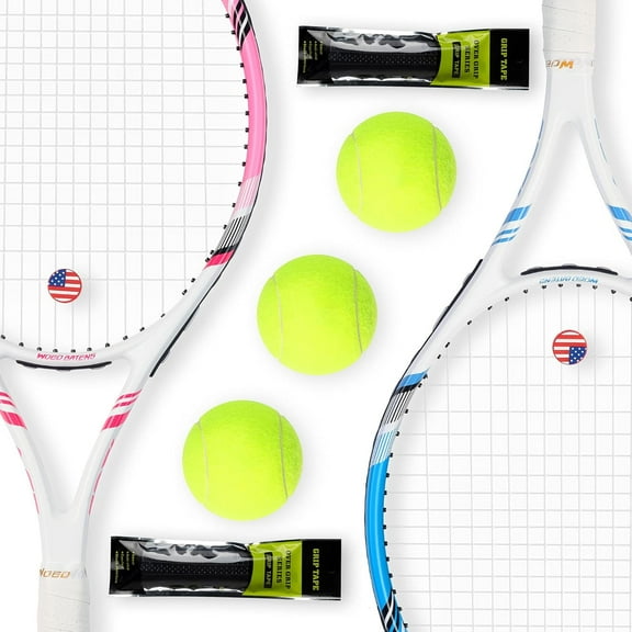 Pro Tennis Racket for Adults, 2 Player 27 inch Speed Tennis Racquet Acceptable for Beginner and Professional with 3 Tennis Balls, 2 Vibration Dampes, 2 Overgrips, Tennis Bag