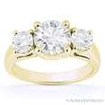 thumbnail image 2 of Round Cut Charles & Colvard Forever Brilliant Moissanite 3-Stone Engagement Ring in 14k Yellow Gold, 2 of 4