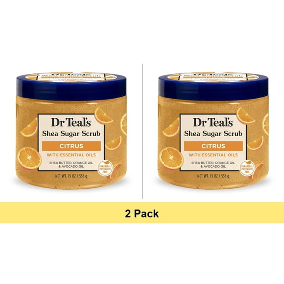 Dr Teal's Shea Sugar Body Scrub Citrus with Essential Oils & Vitamin C 19 Oz - 2 Pack