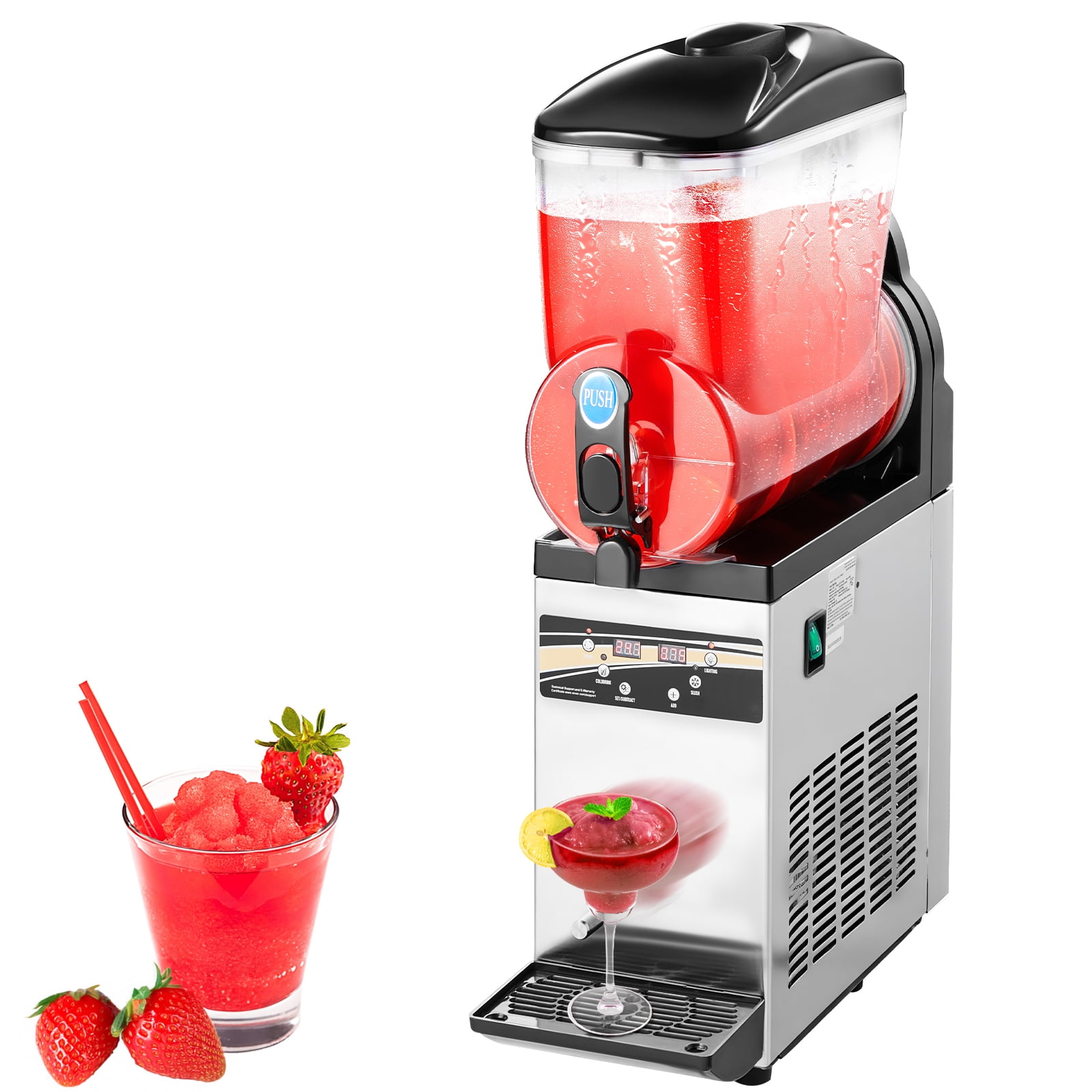 15L Commercial Slushy Machine, Stainless Steel Frozen Drink Machine with Temperature Control, 5°F to 50°F Adjustable, Single Bowl Slush Maker for Restaurants, Bars, Home Use, 27kg