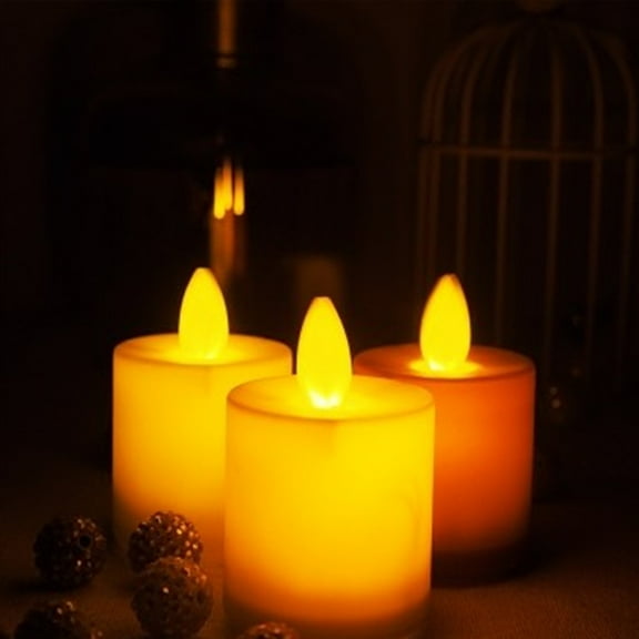 WHAMVOX White PP LED Electric Candles Set of 2 for Decor with Flickering Lights Flameless and Safe