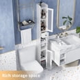 thumbnail image 3 of Bathroom Storage Cabinet with 2 Frosted Glass Doors, Tall Narrow Cabinet with Doors and Shelves Adjustable, Slim Cabinet for Small Spaces, 8 Storage Compartments (White), 3 of 18