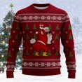 thumbnail image 2 of XIAOCHA Men's Crew Neck Sweatshirt Funny Santa Graphic Print Holiday Winter Pullover Top, Wine, Sizes XXL, 2 of 4
