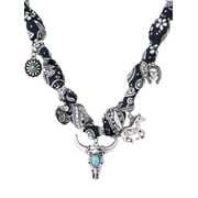 Jessica Simpson Women's Faux Turquoise Bandana Charm Necklace