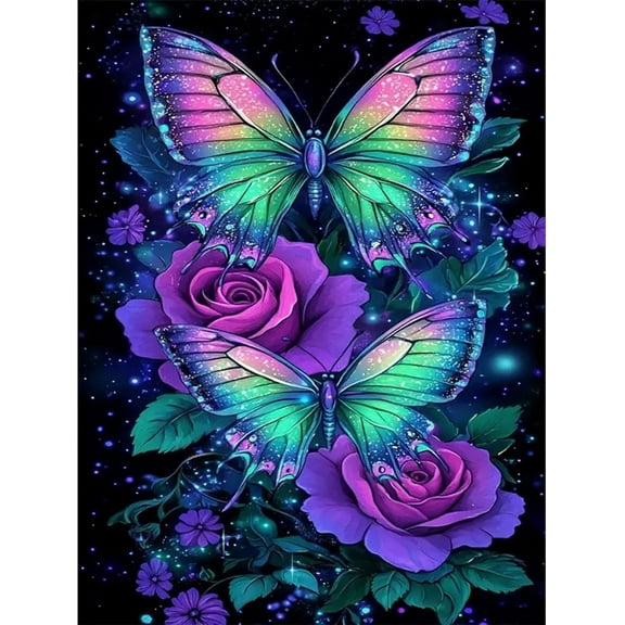 Butterfly Canvas Unframed Art Kits for Adults Painting Kit DIY Full Round Drill Paintings for Home Wall Decor Picture Size 12 * 12 Inch