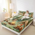 thumbnail image 3 of Manfei Cute Rabbit Queen Sheets,Camping Animal Print Queen Sheet Sets,Green,4-Piece,1 Flat Sheet, 1 Fitted Sheet and 2 Pillowcases, 3 of 6