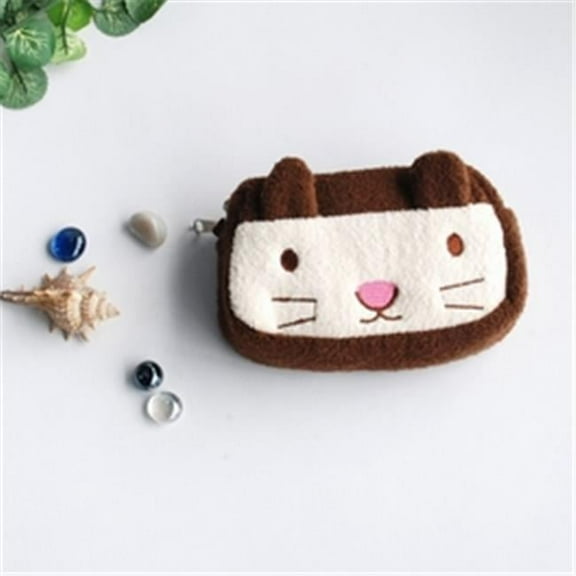 5.1 x 3.7 x 1.4 in. Chocolate Cate - Embroidered Applique Fabric Art Wallet Purse & Pouch Bag